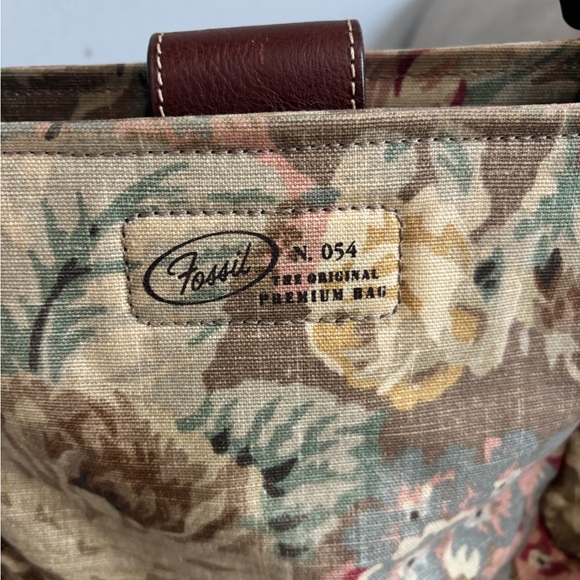 👜 Vintage Fossil Floral Canvas & Leather Shoulder / Crossbody Bag (Y2K) - Picture 3 of 16